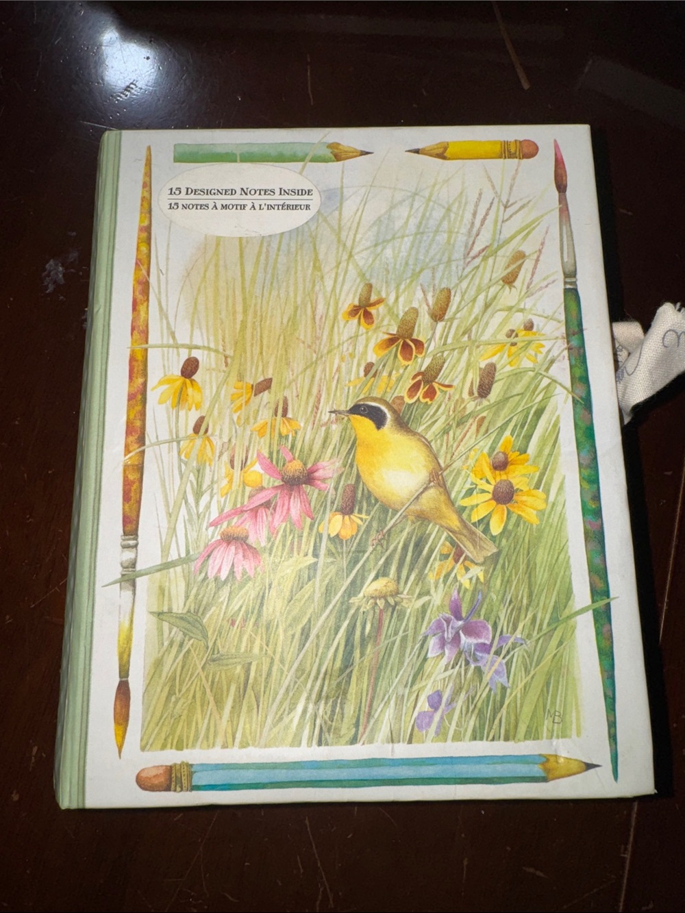 Hallmark Yellow Songbird Floral Notebook with Green Accents